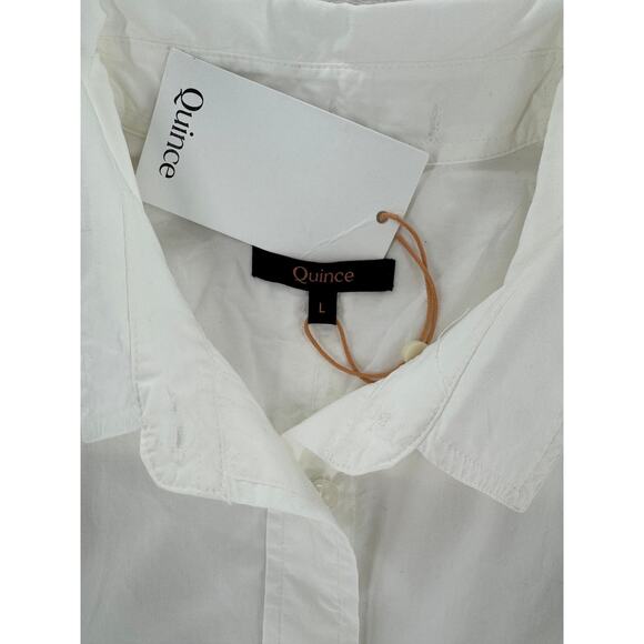 Quince Organic Cotton Poplin White Shirt Button Down Top Classic Large NWT - Picture 5 of 10